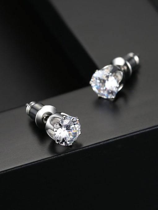 BLING SU Copper inlaid AAA zircon 5mm 6mm simple classic studs earring 2