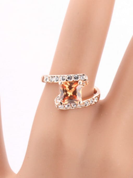 ZK Rectangle Zircons Rose Gold Plated Noble Ring 1