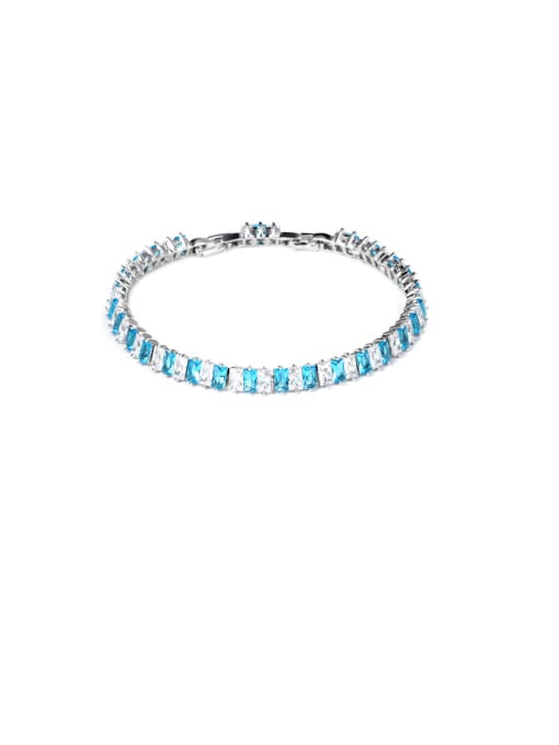 Blue and white Copper With Cubic Zirconia Simplistic Geometric Bracelets