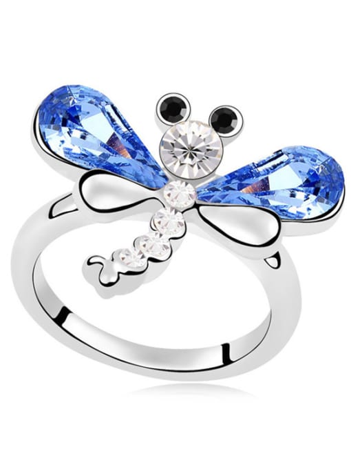 QIANZI Fashion Dragonfly austrian Crystals Alloy Ring 2