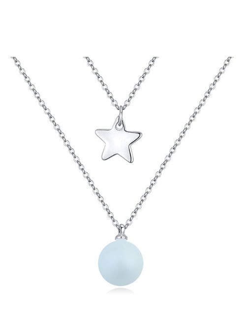 QIANZI Personalized Imitation Pearl Little Star Double Layer Alloy Necklace 0