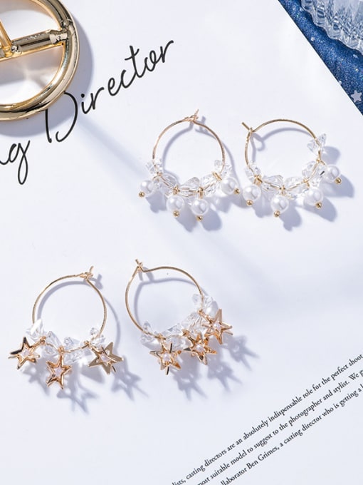 Girlhood Alloy With Gold Plated Fashion Star Hoop Earrings 2