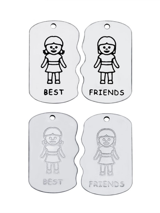 FTime Stainless Steel With Lady Irregular With best friends words Charms 0