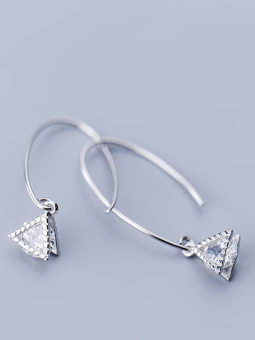 Rosh 925 Sterling Silver With Cubic Zirconia Simplistic Triangle Hook Earrings 3