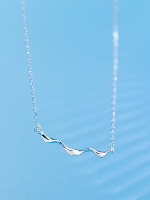 white Temperament Wave Design S925 Silver Necklace