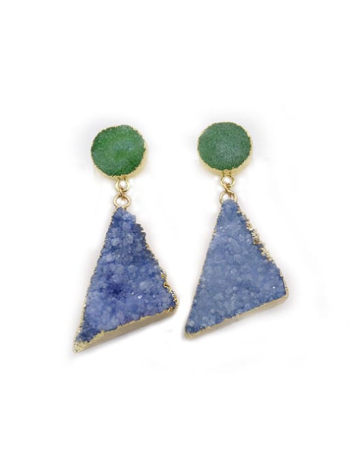 Tess Fashion Triangle Round Natural Crystals Earrings