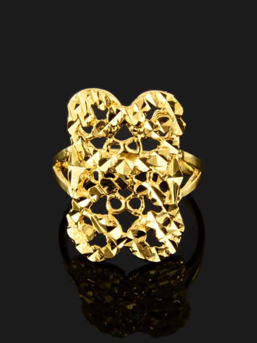 Yi Heng Da Fashion 24K Gold Plated Hollow Square Shaped Ring 1