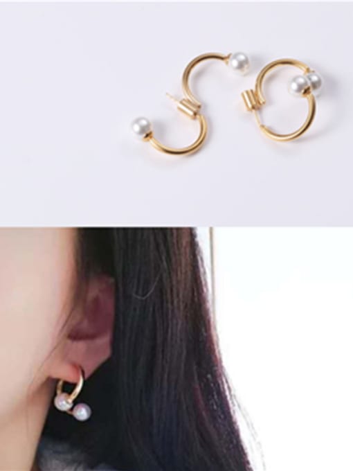 GROSE Titanium With Gold Plated Simplistic Irregular Clip On Earrings 1