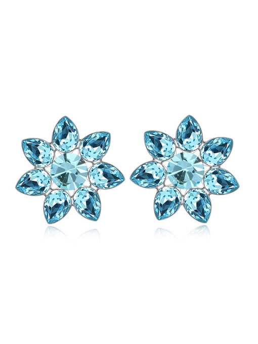 QIANZI Fashion austrian Crystals Flowery Stud Earrings 0