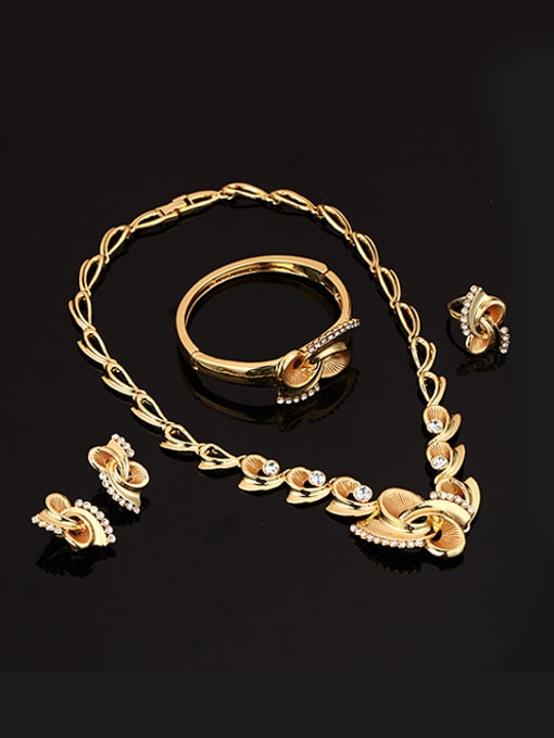 BESTIE Alloy Imitation-gold Plated Classical Rhinestones Four Pieces Jewelry Set 1