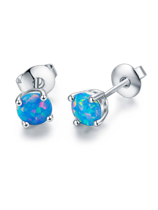 UNIENO Blue Round stud Earring 0