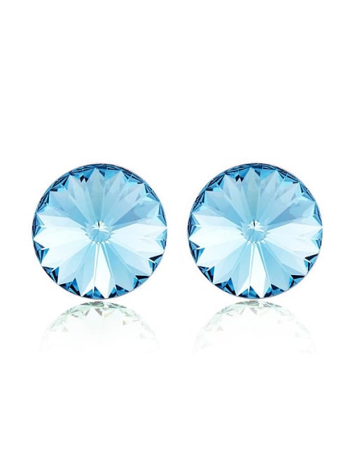 Platinum ,Blue 18K White Gold Austria Crystal Round Shaped stud Earring