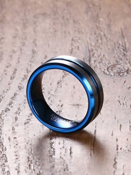 CONG Fashionable Blue Geometric Shaped Stainless Steel Men Ring 1