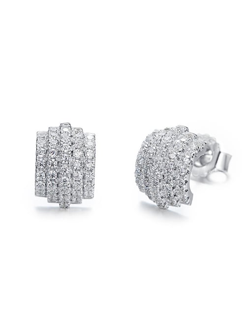 CEIDAI Simple Tiny Zirconias-covered 925 Silver Stud Earrings 0