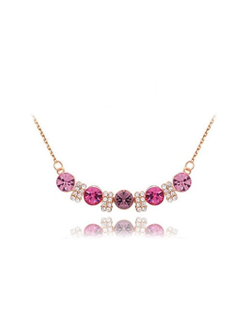 Rose Gold Fuchsia Austria Crystal Rose Gold Plated Necklace