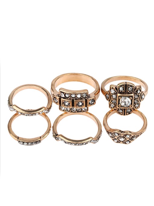 Gujin Retro style White Rhinestones Alloy Ring Set 2