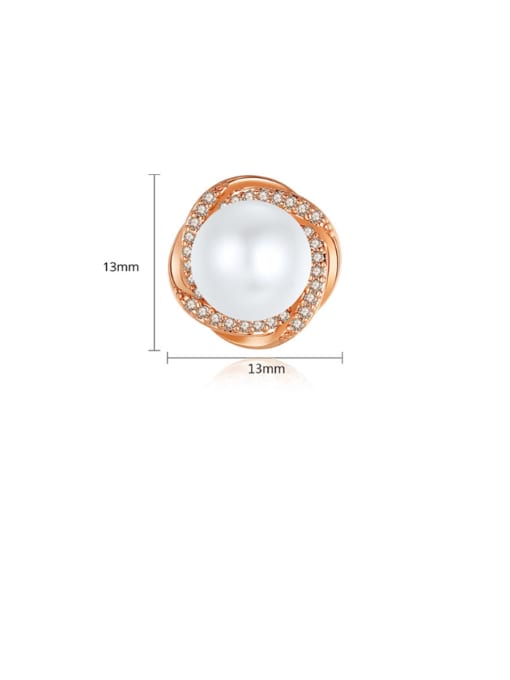 BLING SU Copper With  Artificial Pearl Simplistic Flower Stud Earrings 3