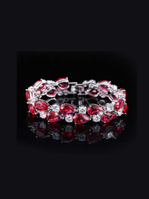 Red 19Cm Color Zircon Wedding Bracelet
