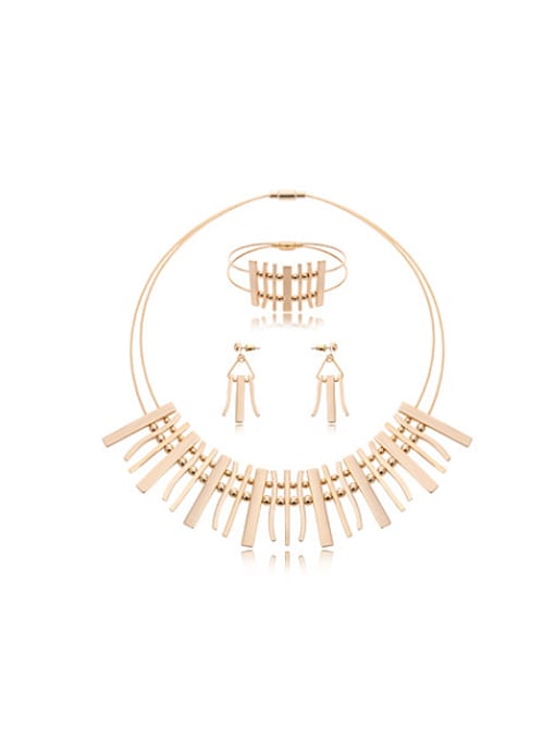 BESTIE Alloy Imitation-gold Plated Fashion Irregular shape and Beads Three Pieces Jewelry Set 0