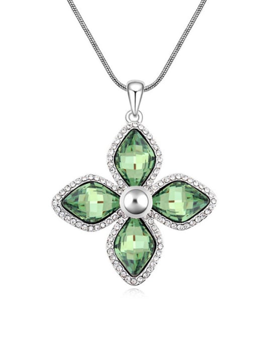 QIANZI Fashion Rhombus austrian Crystals Flowery Alloy Necklace 3