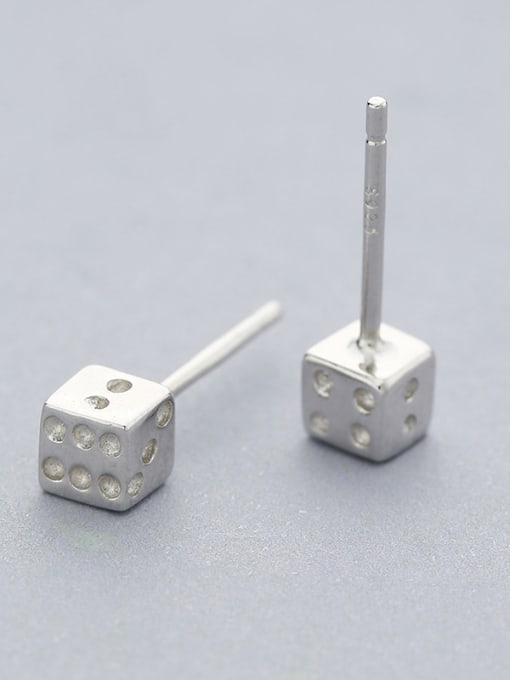 One Silver Trendy Dice Shaped stud Earring 1
