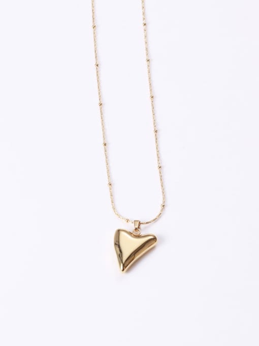 GROSE Titanium With Gold Plated Simplistic Smooth Heart Necklaces 0