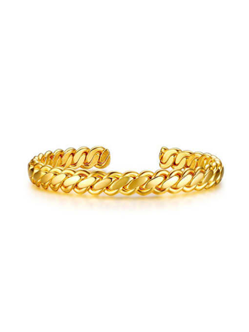 CONG Fashionable Gold Plated Twisted Titanium Bangle 0