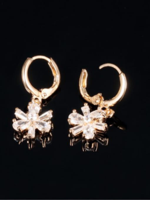 Open Sky Fashion Snowflake White Zircon Women Earrings 2