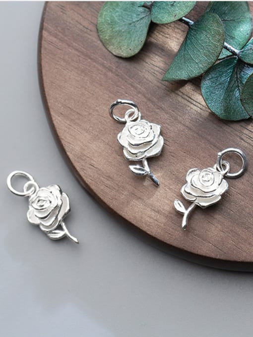 FAN 925 Sterling Silver With Silver Plated Trendy Flower Charms 2