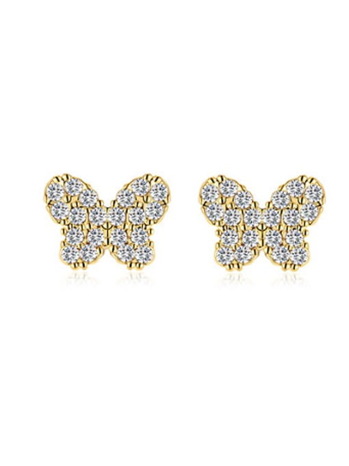 OUXI 18K Gold Butterfly Shaped Zircon stud Earring