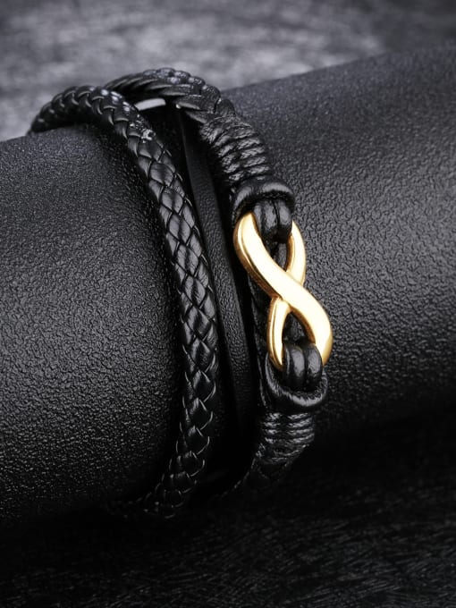 Open Sky Multi-band Woven Artificial Leather Eight-shaped Bracelet 2