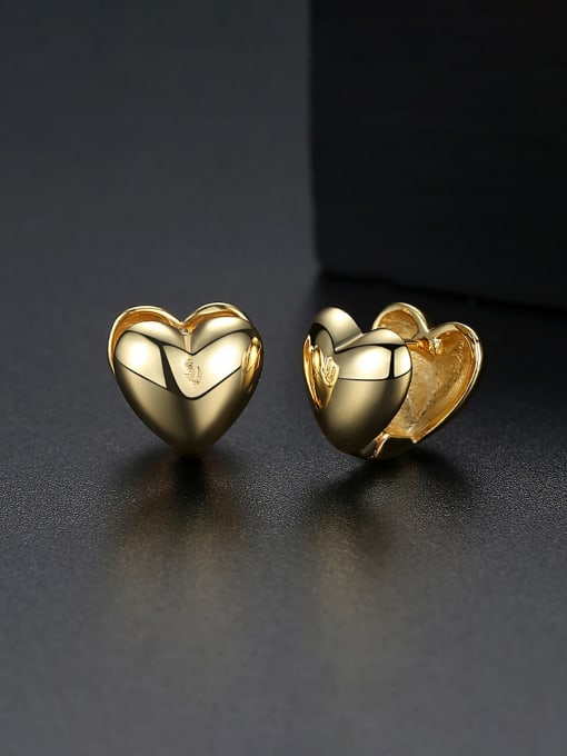 BLING SU Copper With Platinum Plated Delicate Heart Stud Earrings 2