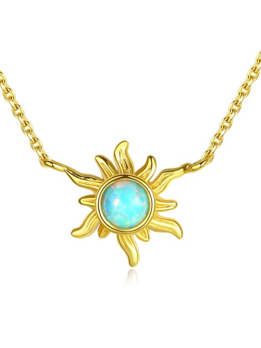 CCUI 925 Sterling Silver With Opal Cute  Sun Necklaces 0