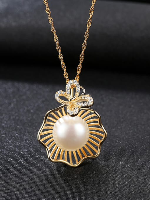 CCUI Pure Silver Natural Freshwater Pearl plated 18K gold necklace 0