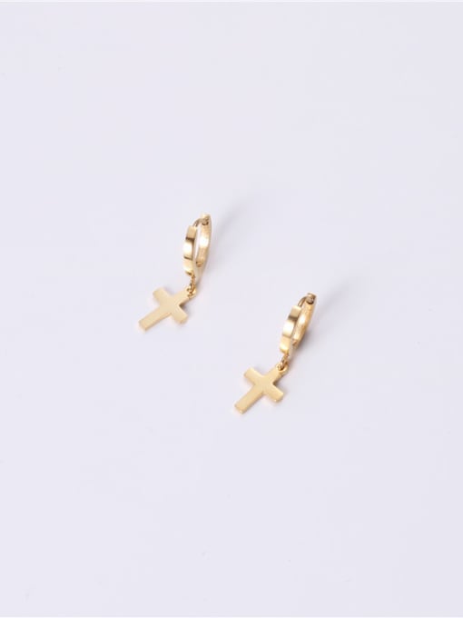 GROSE Titanium With Gold Plated Simplistic Cross Clip On Earrings 4