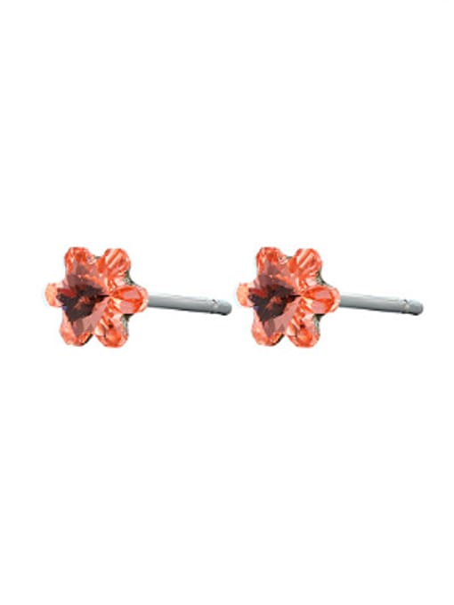orange Tiny Austria Crystal Flowery Stud Earrings