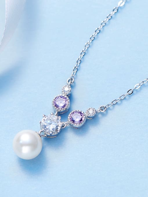 Purple 2018 2018 925 Silver Pearl Necklace