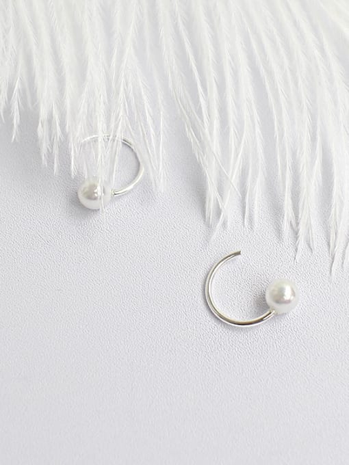 DAKA Sterling silver handmade simple geometric semicircle bead earring