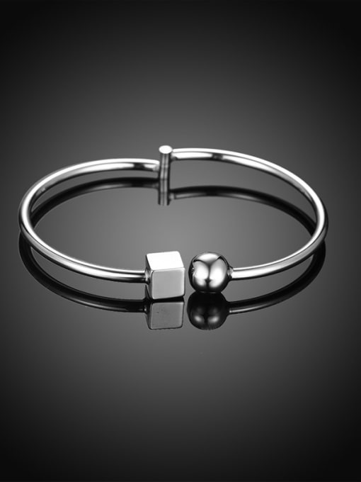 Platinum Personality White Gold Plated Copper Bead Bangle