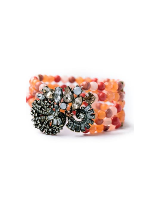 KM Exaggerate Artificial Pearls Flower Bracelet