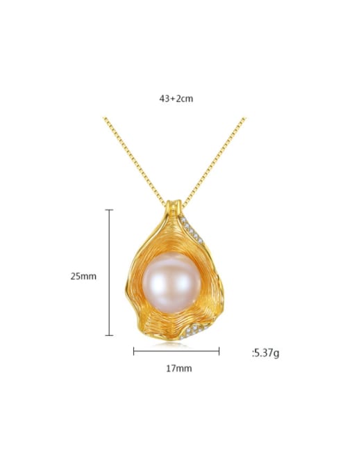 CCUI Pure silver shell design freshwater pearl gold necklace 3