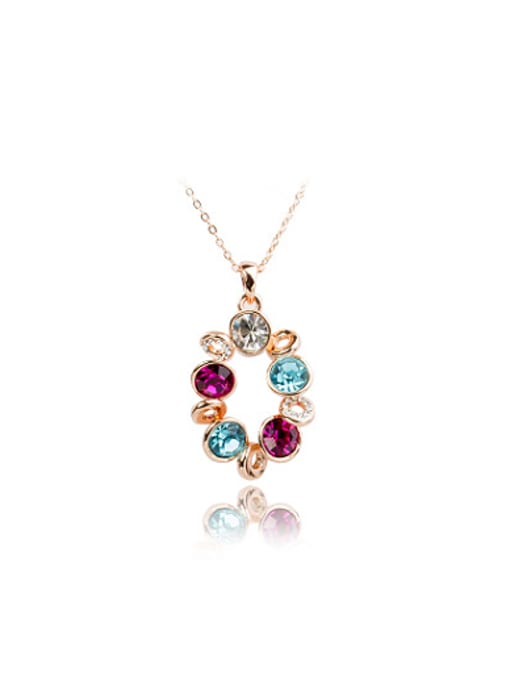 Rose Gold Ethnic Style Colorful Austria Crystal Necklace
