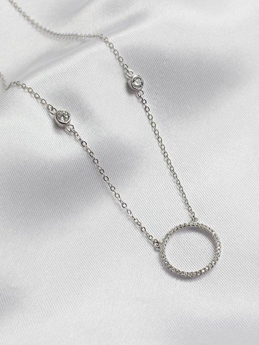 DAKA Simple Hollow Round Tiny Cubic Zirconias Silver Necklace 0