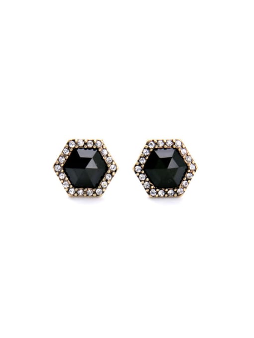 KM Small Geometric Stones Alloy stud Earring 0