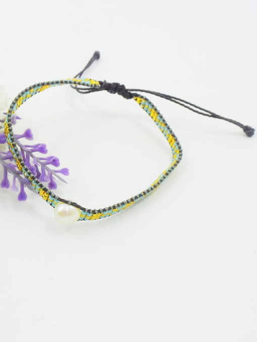 Lang Tony Handmade Woven Geometric Artificial Pearl Bracelet 1
