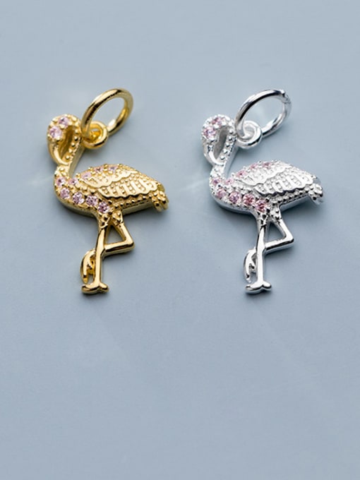 FAN 925 Sterling Silver With  Cubic Zirconia  Personality Red-Crowned Crane Pendants 0