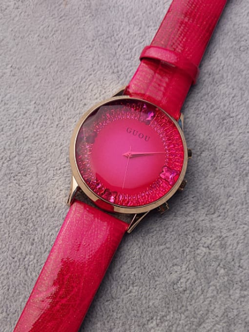 hot pink GUOU Brand Fashion Rhinestones Watch