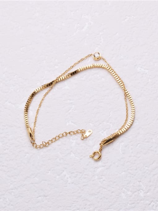 GROSE Titanium With Gold Plated Simplistic Double Layer Chain Bracelets