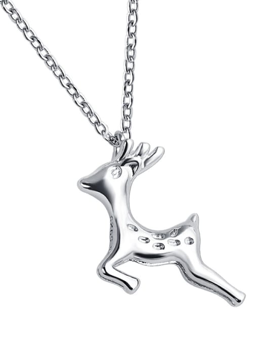 Dan 925 Sterling Silver With Cubic Zirconia Cute Animal  Small elk Necklaces 0