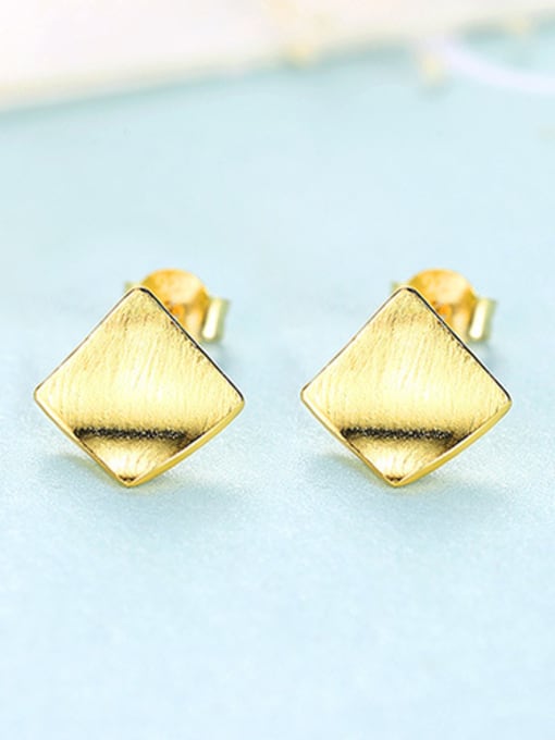 gold 925 Sterling Silver With Glossy  Simplistic Geometric Stud Earrings